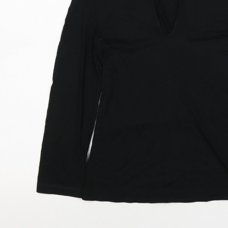 Hobbs Women’s Black XS V-Neck Long Sleeve Jersey Basic Top