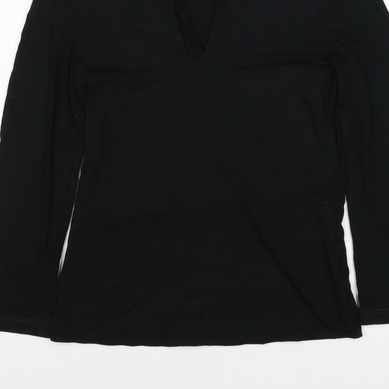 Hobbs Women’s Black XS V-Neck Long Sleeve Jersey Basic Top