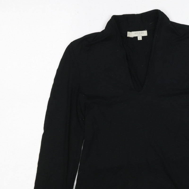 Hobbs Women’s Black XS V-Neck Long Sleeve Jersey Basic Top