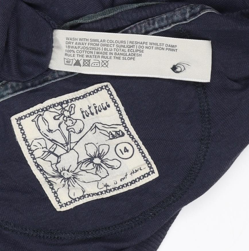 Fat Face Women’s Navy Size 14 Henley Jersey 3/4 Sleeve T-Shirt