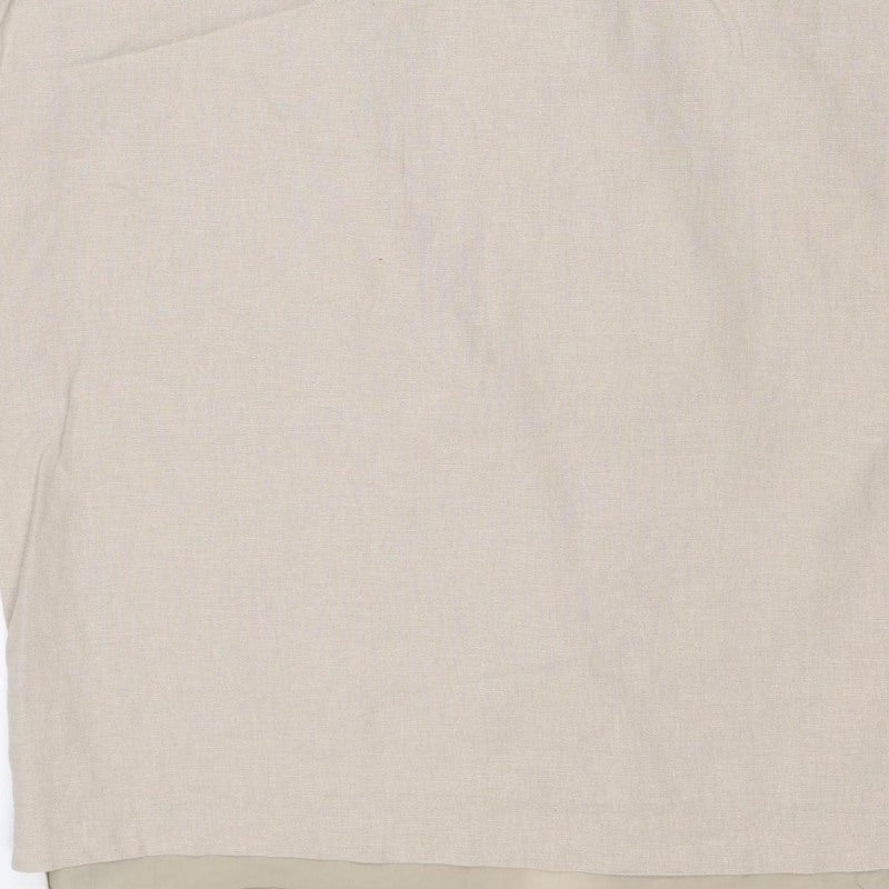 Marks & Spencer Women Beige Linen Blend Midi Sheath Dress UK 10