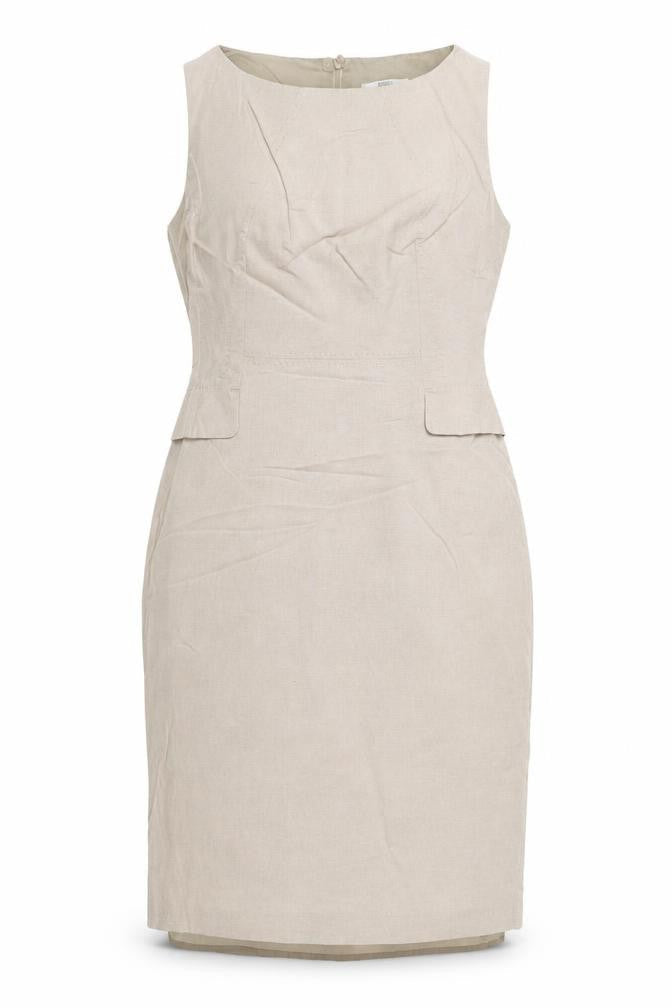 Marks & Spencer Women Beige Linen Blend Midi Sheath Dress UK 10