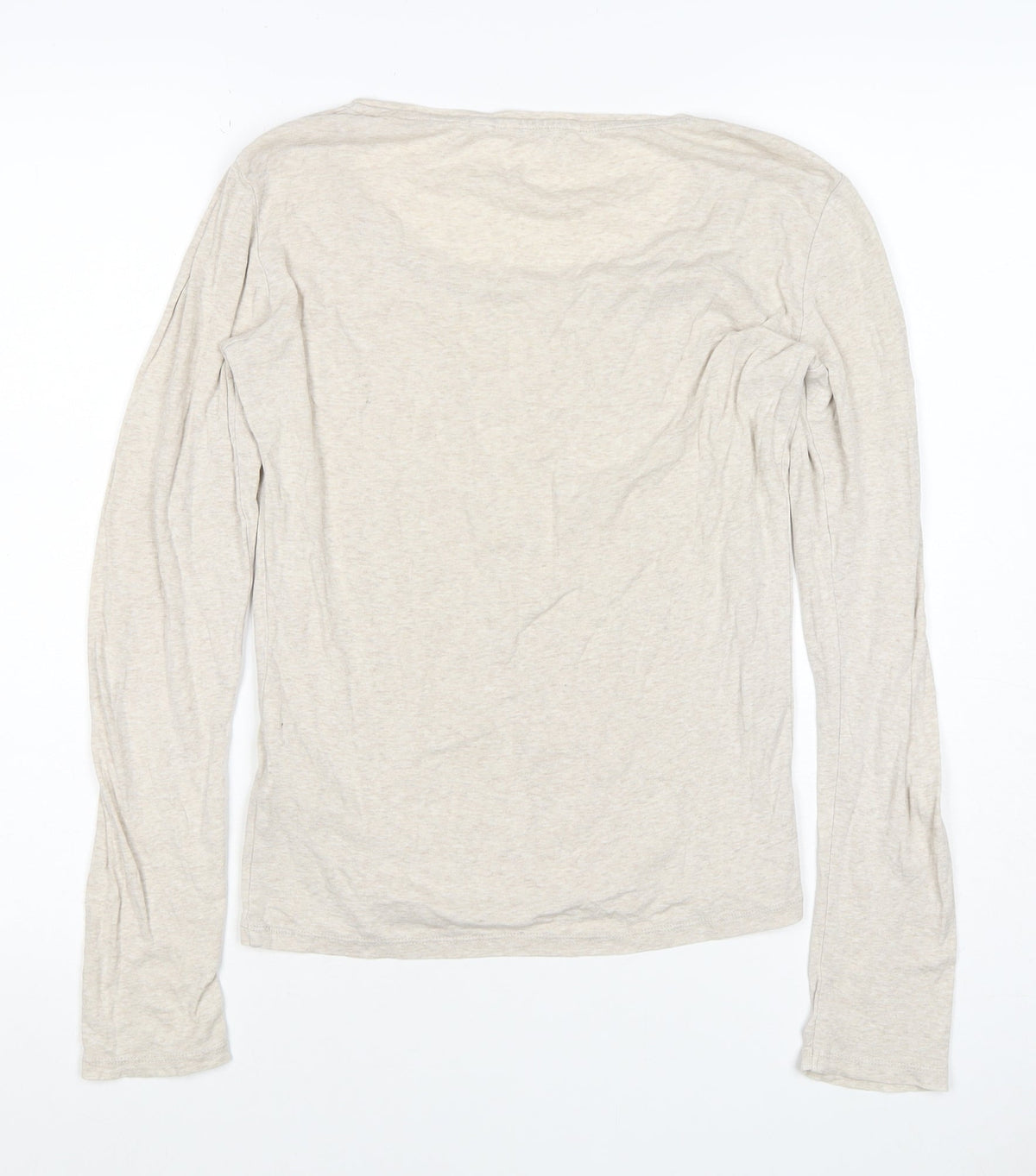 Uniqlo Women Beige XS Basic Scoop Neck Long Sleeve Jersey T-Shirt