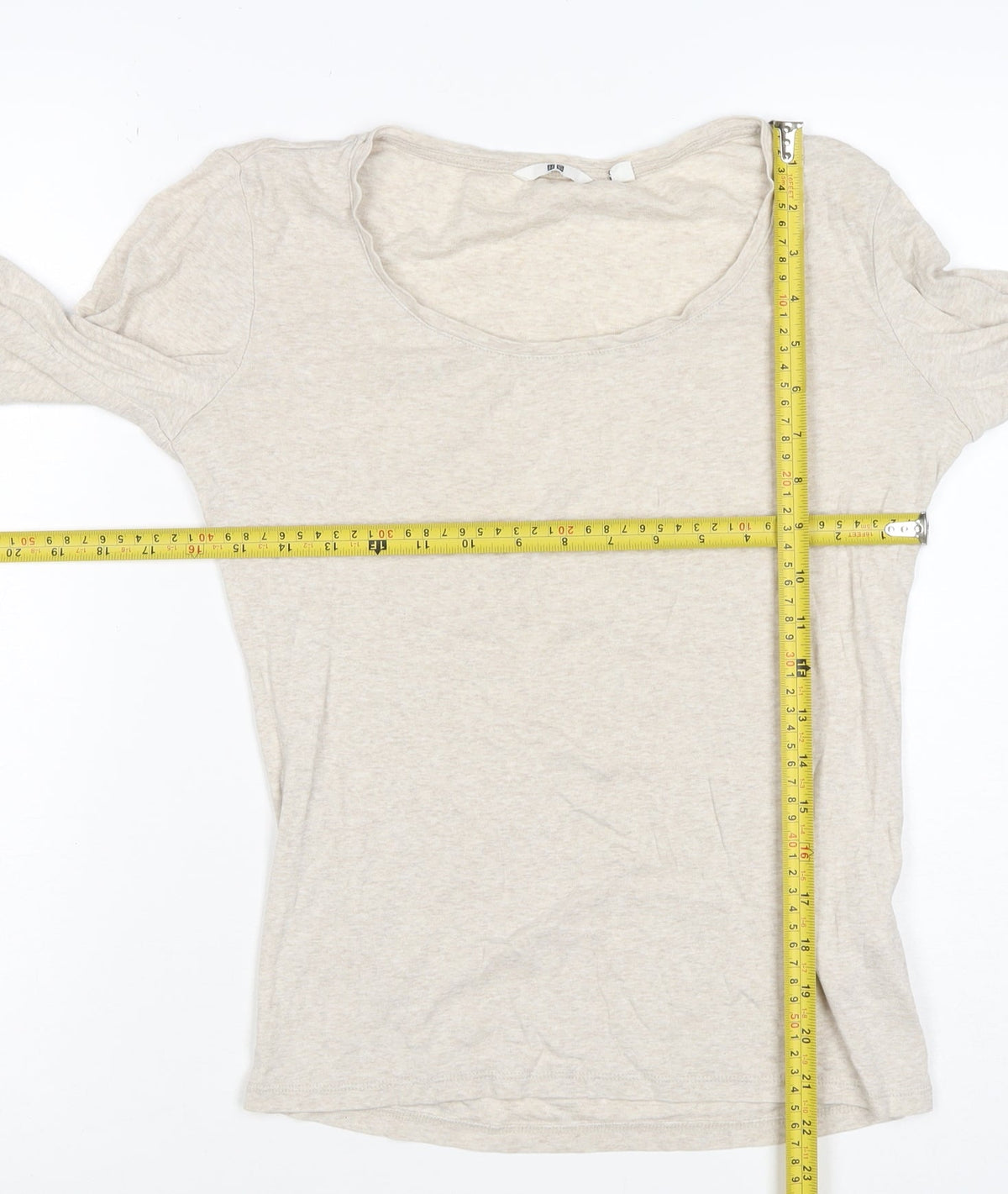 Uniqlo Women Beige XS Basic Scoop Neck Long Sleeve Jersey T-Shirt