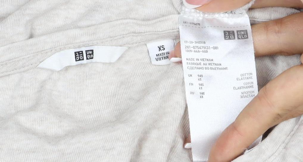 Uniqlo Women Beige XS Basic Scoop Neck Long Sleeve Jersey T-Shirt