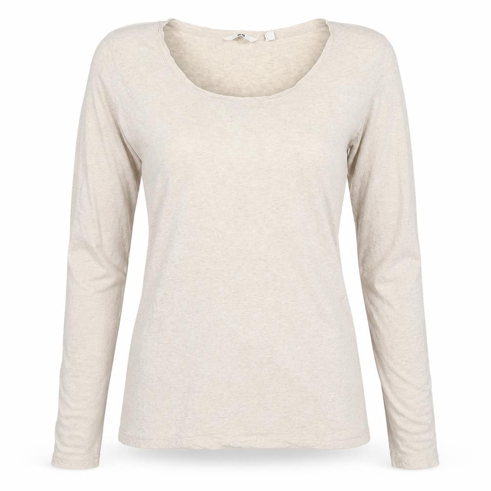 Uniqlo Women Beige XS Basic Scoop Neck Long Sleeve Jersey T-Shirt