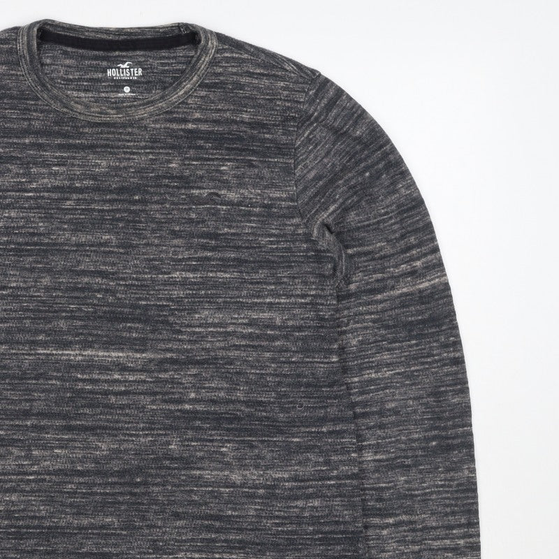 Hollister Men’s Grey Marl Logo Crew Neck Pullover Sweatshirt M