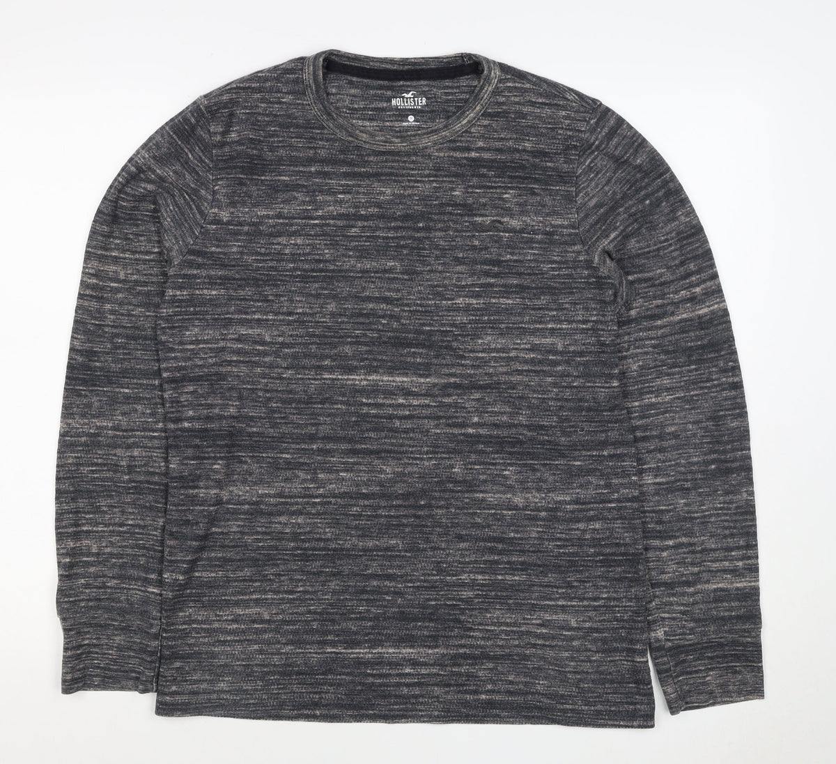 Hollister Men’s Grey Marl Logo Crew Neck Pullover Sweatshirt M