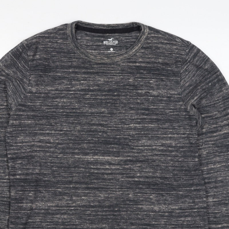 Hollister Men’s Grey Marl Logo Crew Neck Pullover Sweatshirt M