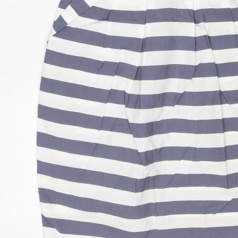Dorothy Perkins Women Blue White Stripe Shift Dress UK 10 V-Neck