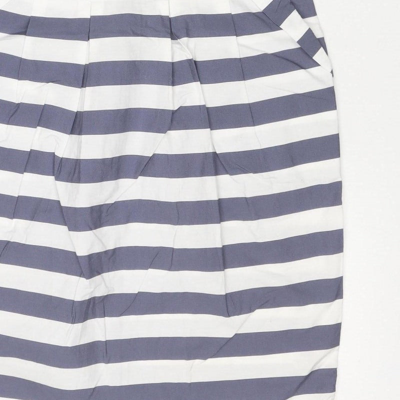 Dorothy Perkins Women Blue White Stripe Shift Dress UK 10 V-Neck