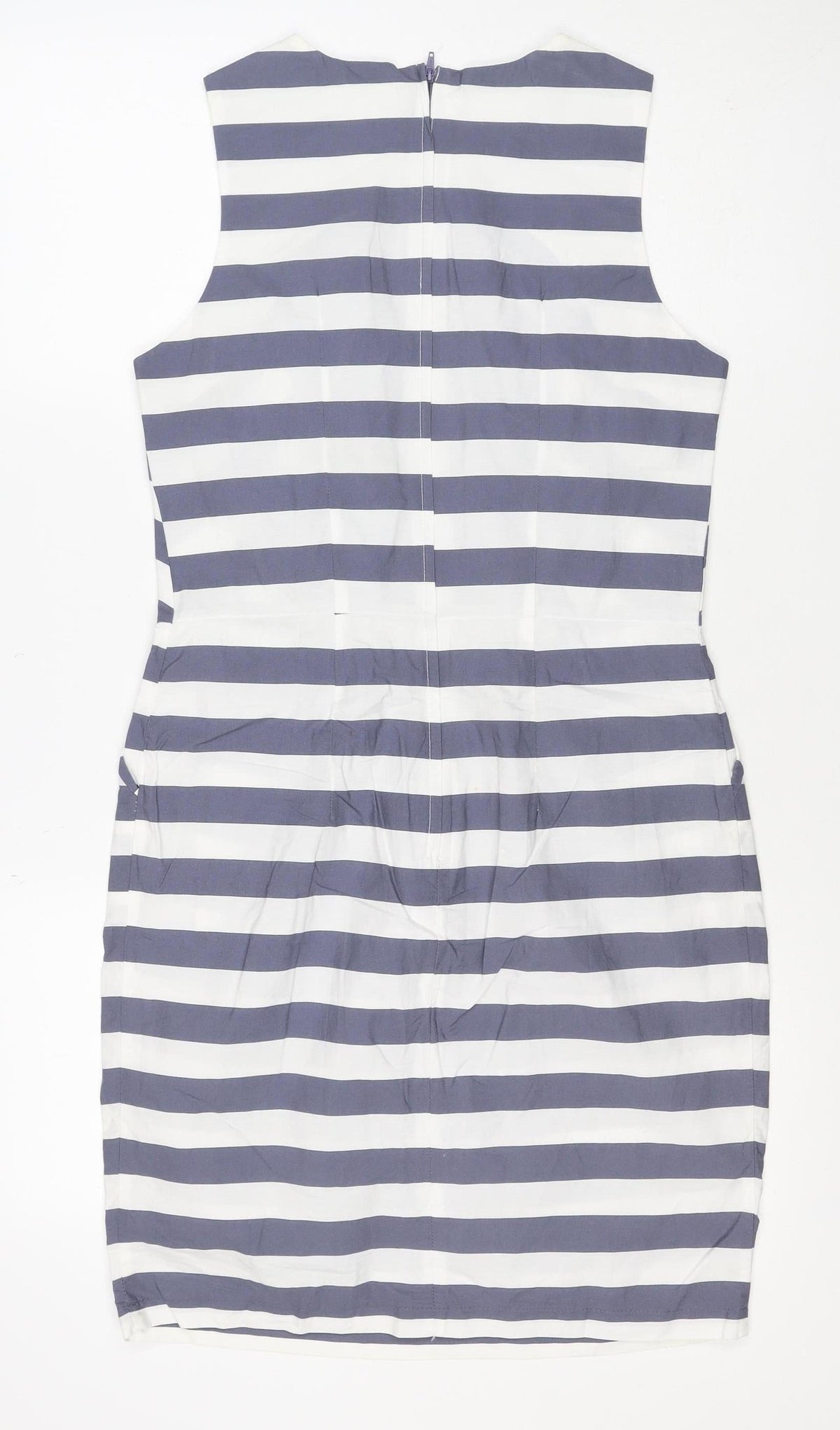 Dorothy Perkins Women Blue White Stripe Shift Dress UK 10 V-Neck