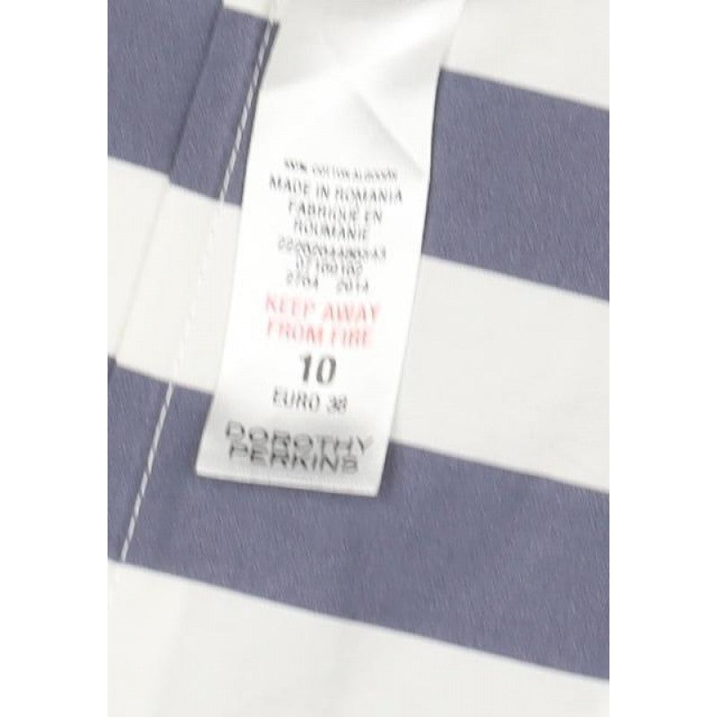 Dorothy Perkins Women Blue White Stripe Shift Dress UK 10 V-Neck