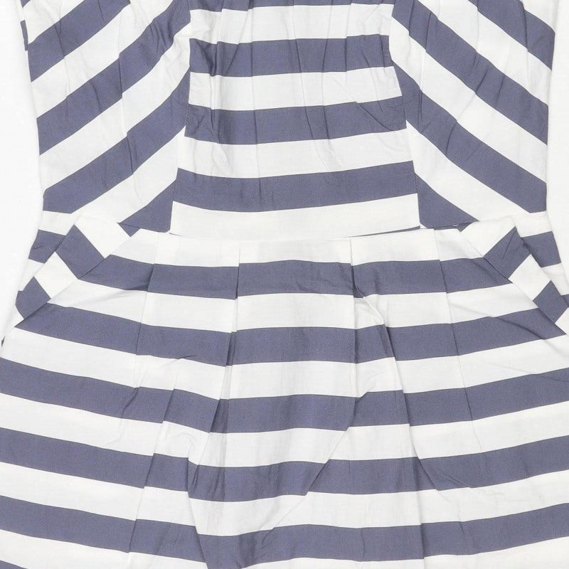 Dorothy Perkins Women Blue White Stripe Shift Dress UK 10 V-Neck