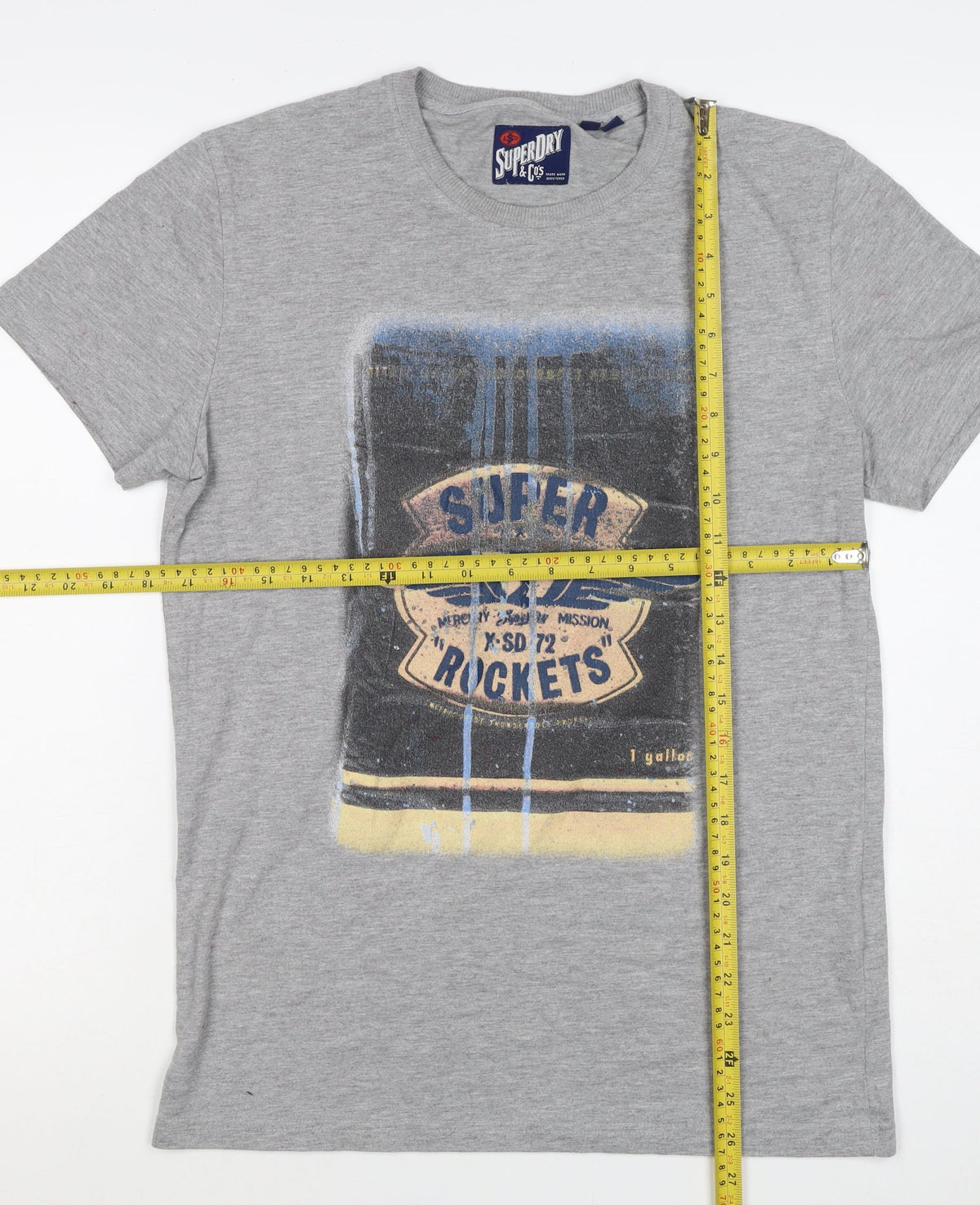 Superdry Mens Grey M Graphic Space Rocket Crew Neck T-Shirt