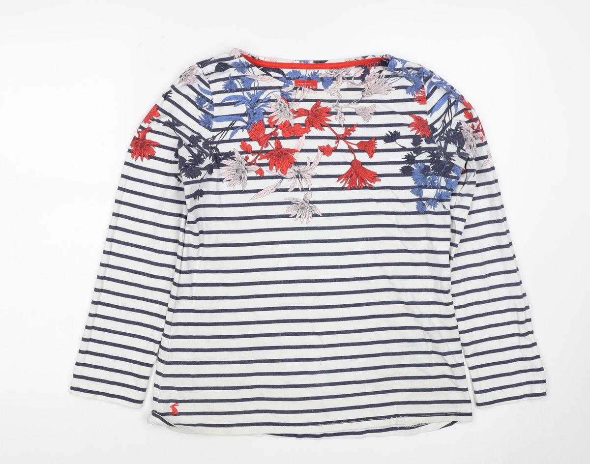 Joules Women’s Multicoloured UK 10 Floral Stripe Long Sleeve T-Shirt