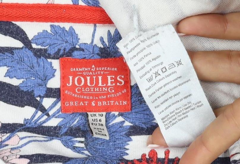 Joules Women’s Multicoloured UK 10 Floral Stripe Long Sleeve T-Shirt