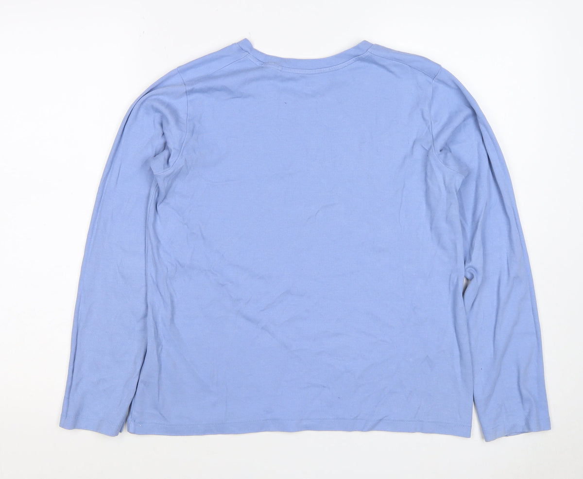 Uniqlo Women Blue M Basic Crew Neck Long Sleeve Cotton T-Shirt