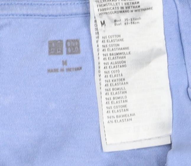 Uniqlo Women Blue M Basic Crew Neck Long Sleeve Cotton T-Shirt