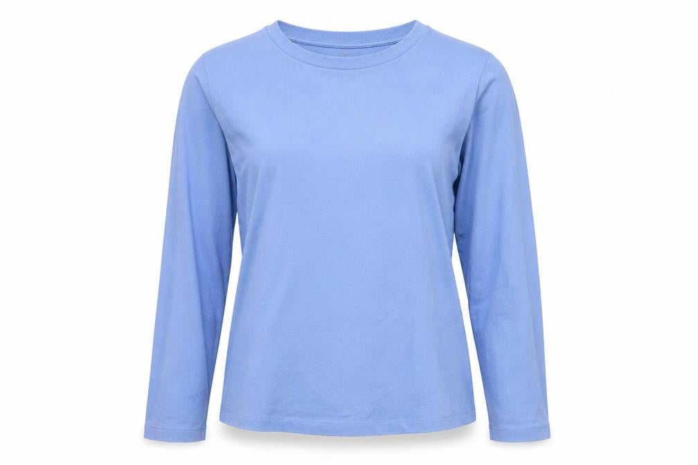 Uniqlo Women Blue M Basic Crew Neck Long Sleeve Cotton T-Shirt