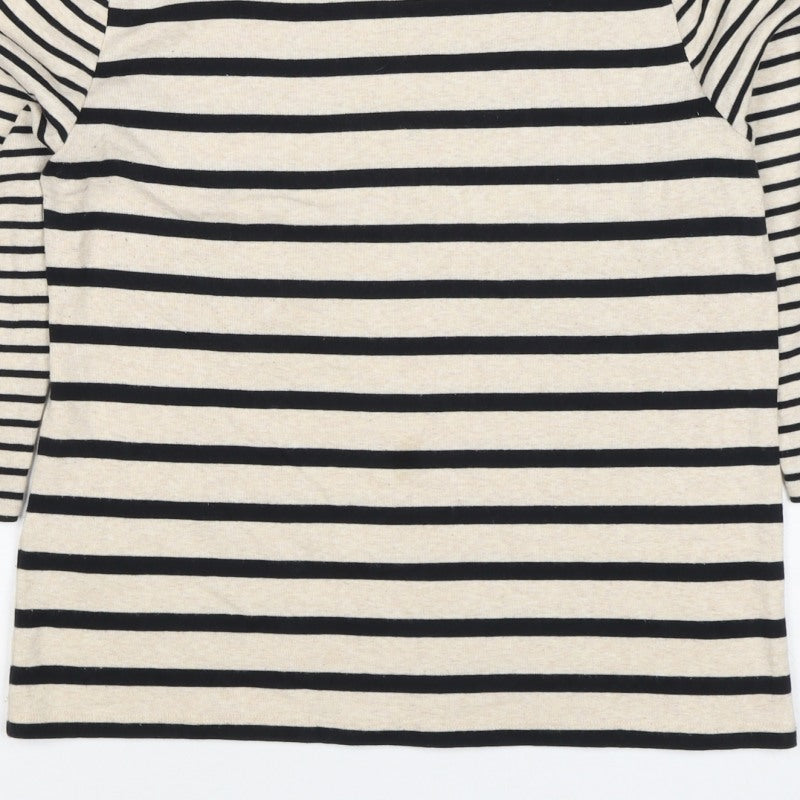 Laura Ashley Women Ivory Black Stripe Boat Neck Jersey Top UK 16