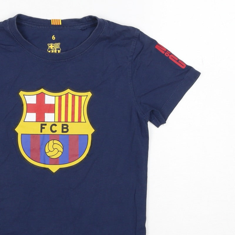 Additional view of FC Barcelona boys’ blue 6 years logo football graphic t-shirt