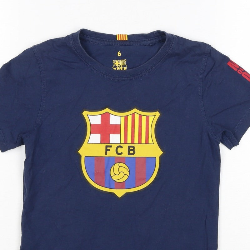 Additional view of FC Barcelona boys’ blue 6 years logo football graphic t-shirt