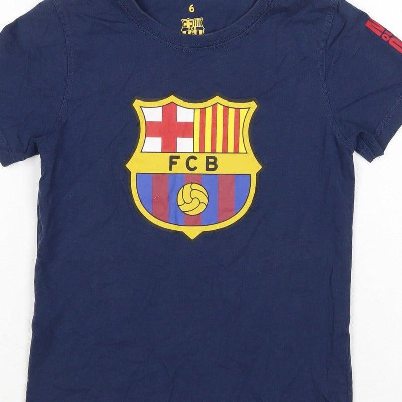 Additional view of FC Barcelona boys’ blue 6 years logo football graphic t-shirt
