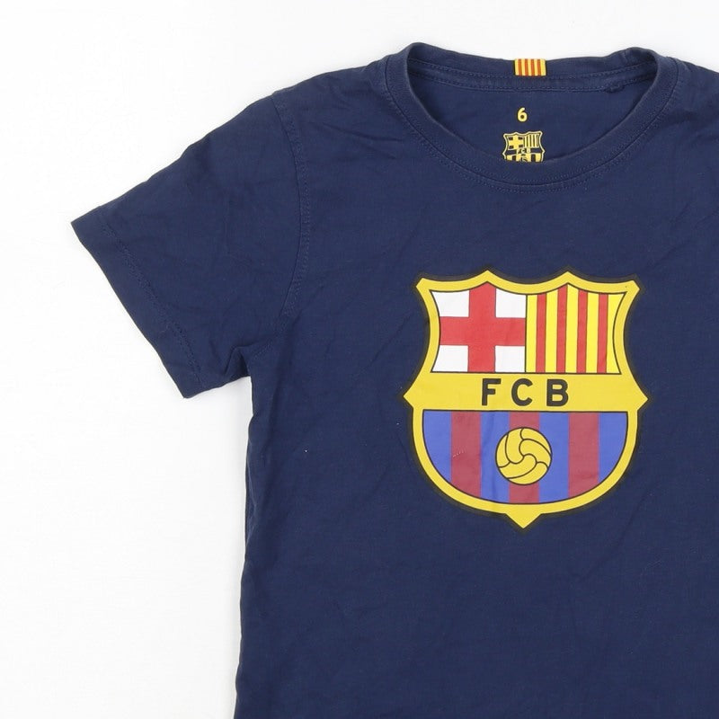 Additional view of FC Barcelona boys’ blue 6 years logo football graphic t-shirt