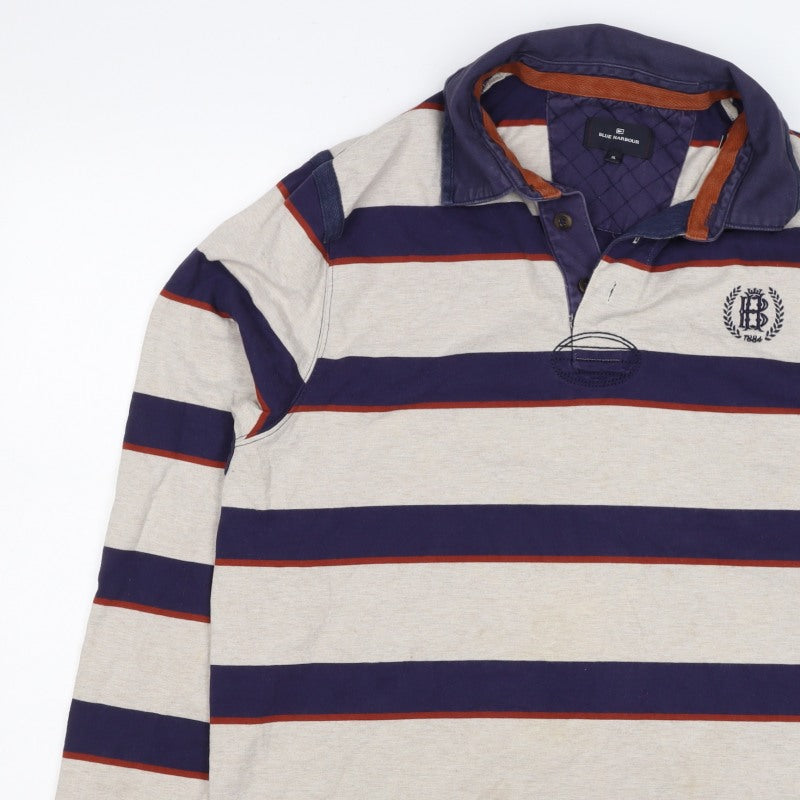 Marks and Spencer Blue Harbour Men’s Multicoloured XL Striped Rugby Polo