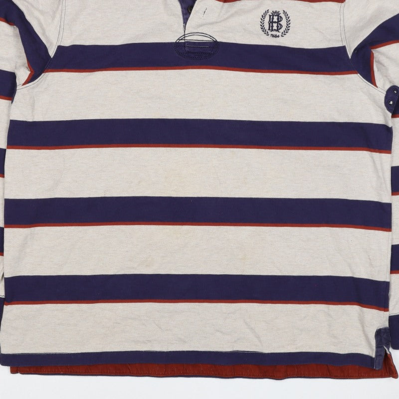 Marks and Spencer Blue Harbour Men’s Multicoloured XL Striped Rugby Polo