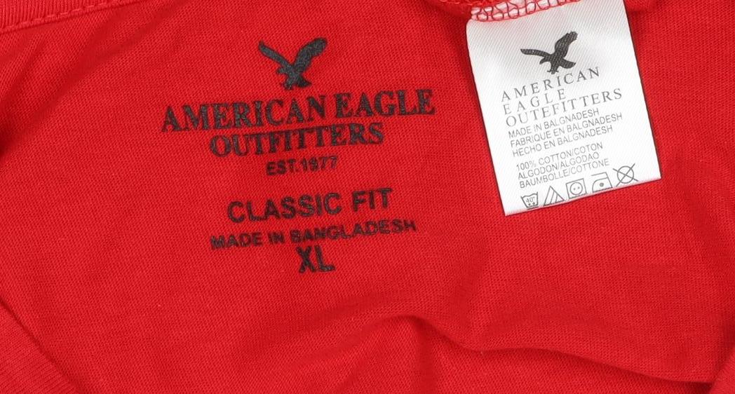 American Eagle Men’s Red XL Long Sleeve USA Eagle Graphic T-Shirt