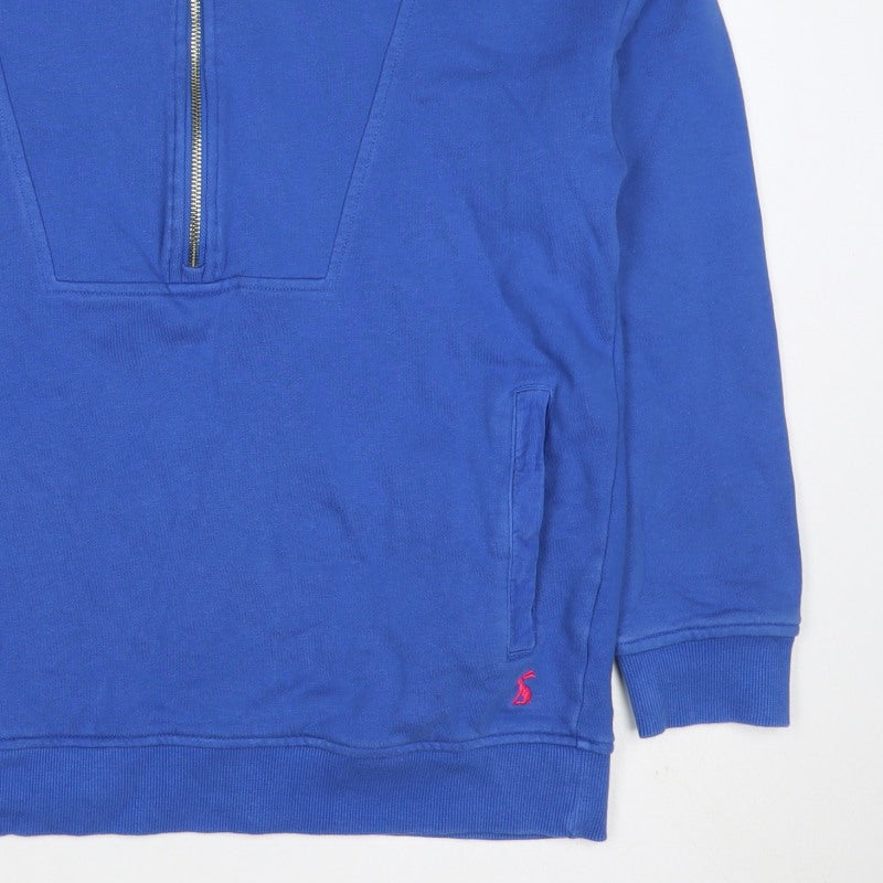 Joules Women Blue UK 10 Half Zip Cotton Sweatshirt Pockets Logo