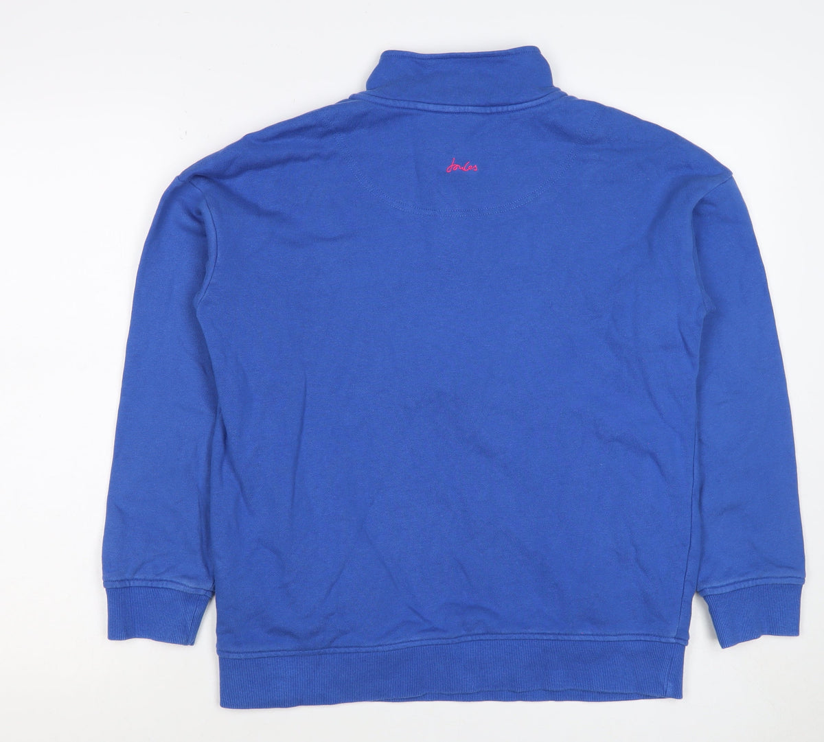 Joules Women Blue UK 10 Half Zip Cotton Sweatshirt Pockets Logo