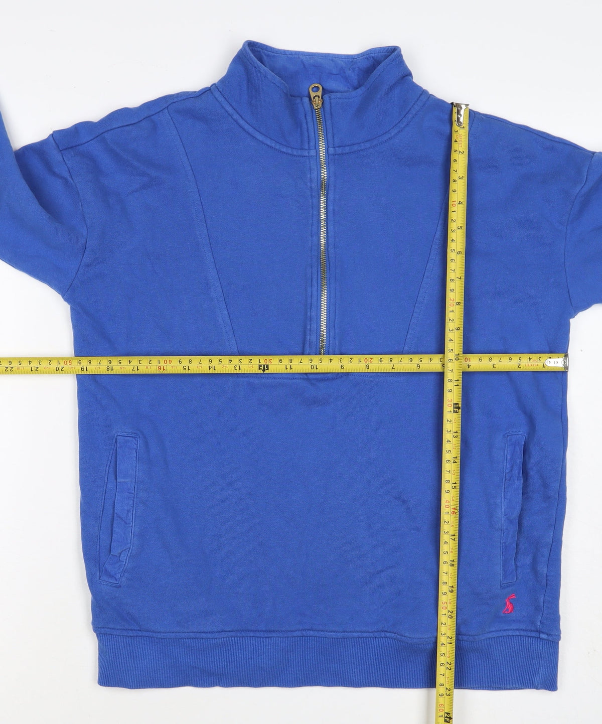 Joules Women Blue UK 10 Half Zip Cotton Sweatshirt Pockets Logo