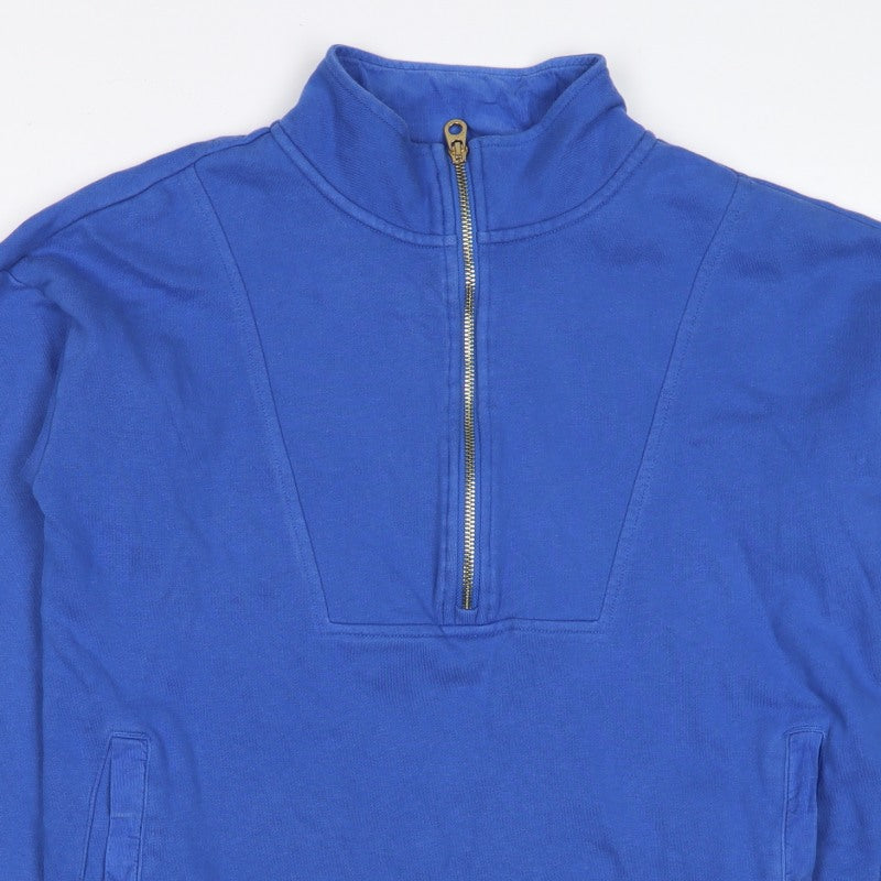 Joules Women Blue UK 10 Half Zip Cotton Sweatshirt Pockets Logo