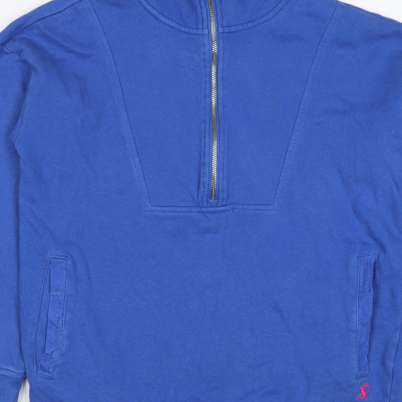 Joules Women Blue UK 10 Half Zip Cotton Sweatshirt Pockets Logo