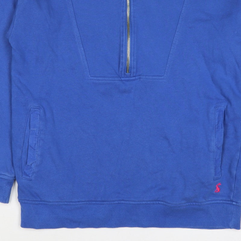 Joules Women Blue UK 10 Half Zip Cotton Sweatshirt Pockets Logo