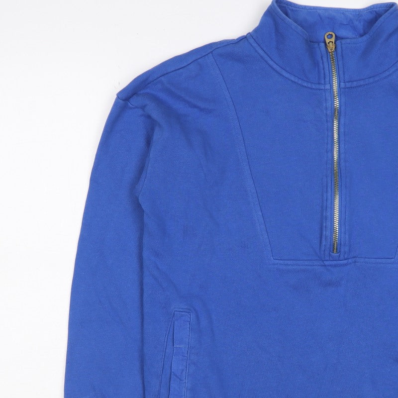 Joules Women Blue UK 10 Half Zip Cotton Sweatshirt Pockets Logo