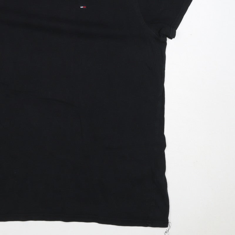 Tommy Jeans Men’s Black XL Regular Fit Logo Crew Neck T-Shirt