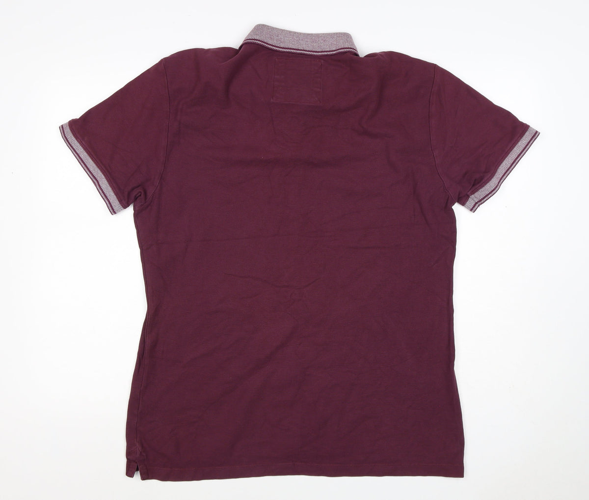 Charles Wilson Men's Burgundy L Cotton Polo Shirt Contrast Trim