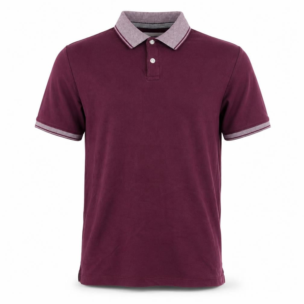 Charles Wilson Men's Burgundy L Cotton Polo Shirt Contrast Trim