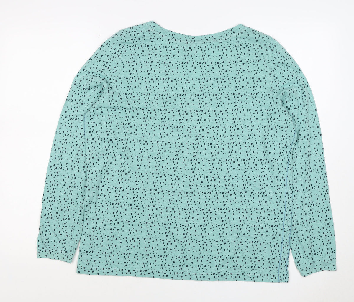 White Stuff Women Blue Star Spot Cotton V-Neck 3/4 Sleeve Top UK 16