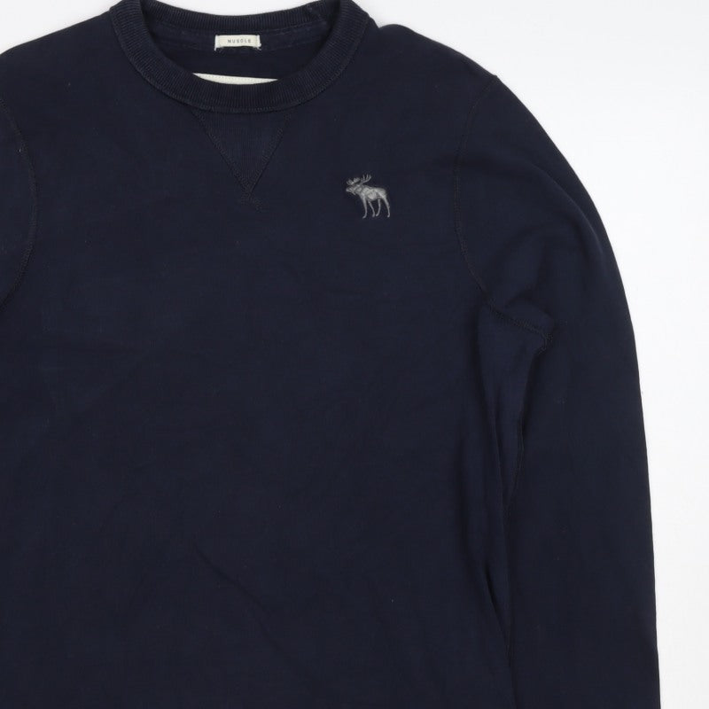 Abercrombie & Fitch Men’s Blue M Muscle Fit Embroidered Moose Sweatshirt