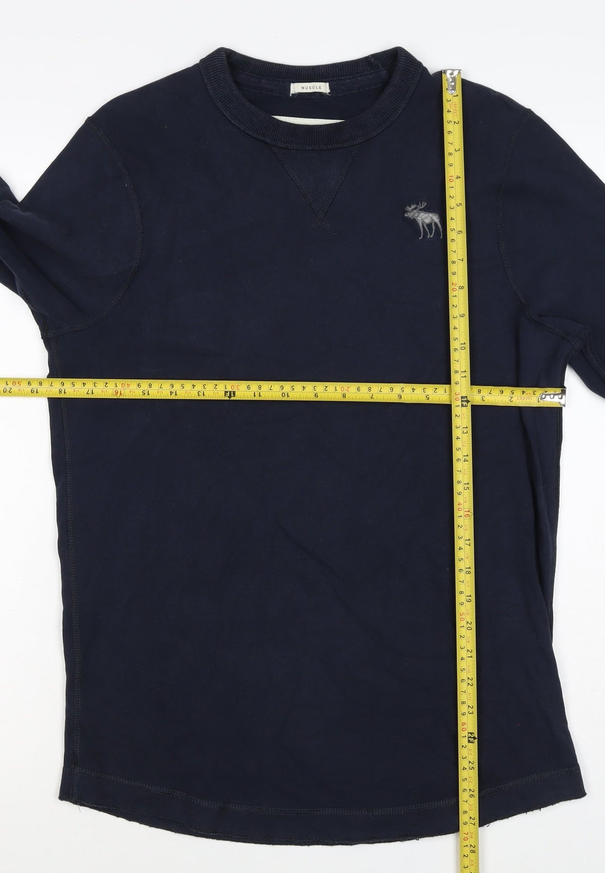 Abercrombie & Fitch Men’s Blue M Muscle Fit Embroidered Moose Sweatshirt