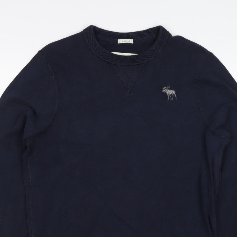 Abercrombie & Fitch Men’s Blue M Muscle Fit Embroidered Moose Sweatshirt
