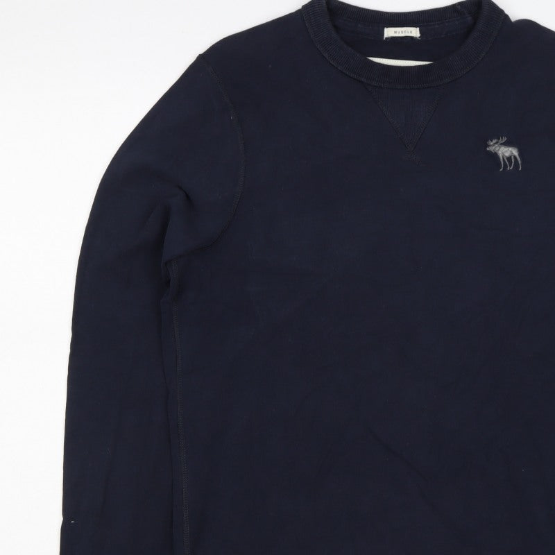 Abercrombie & Fitch Men’s Blue M Muscle Fit Embroidered Moose Sweatshirt