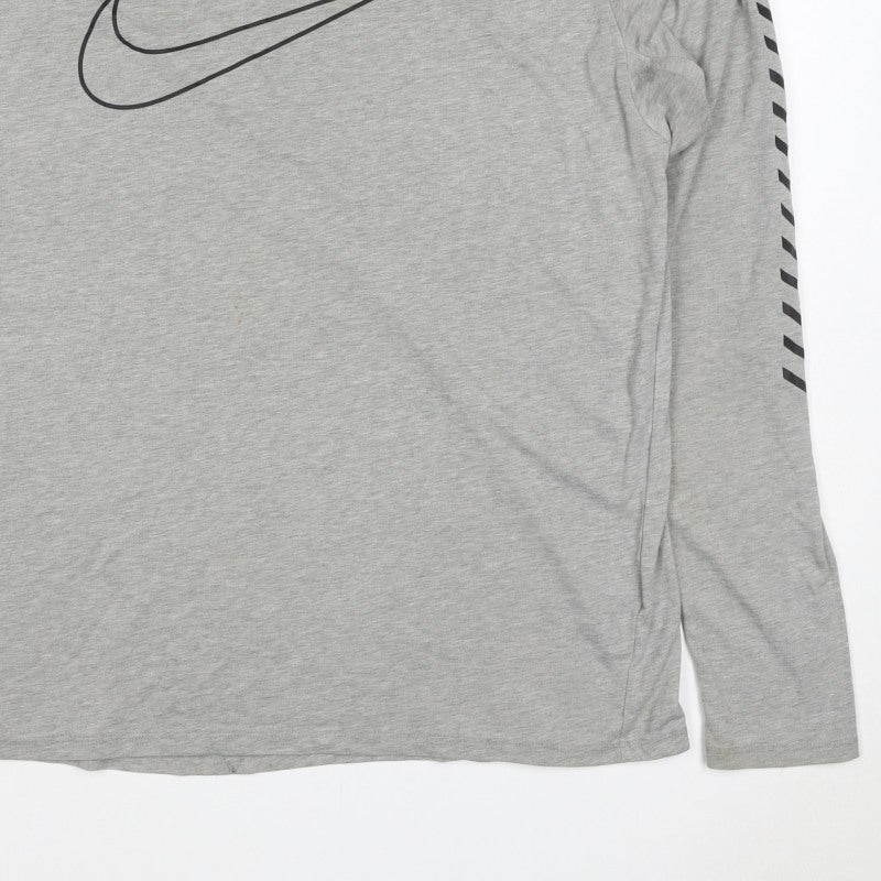 Nike Men’s Grey XL Dri-FIT Running Long Sleeve Logo T-Shirt