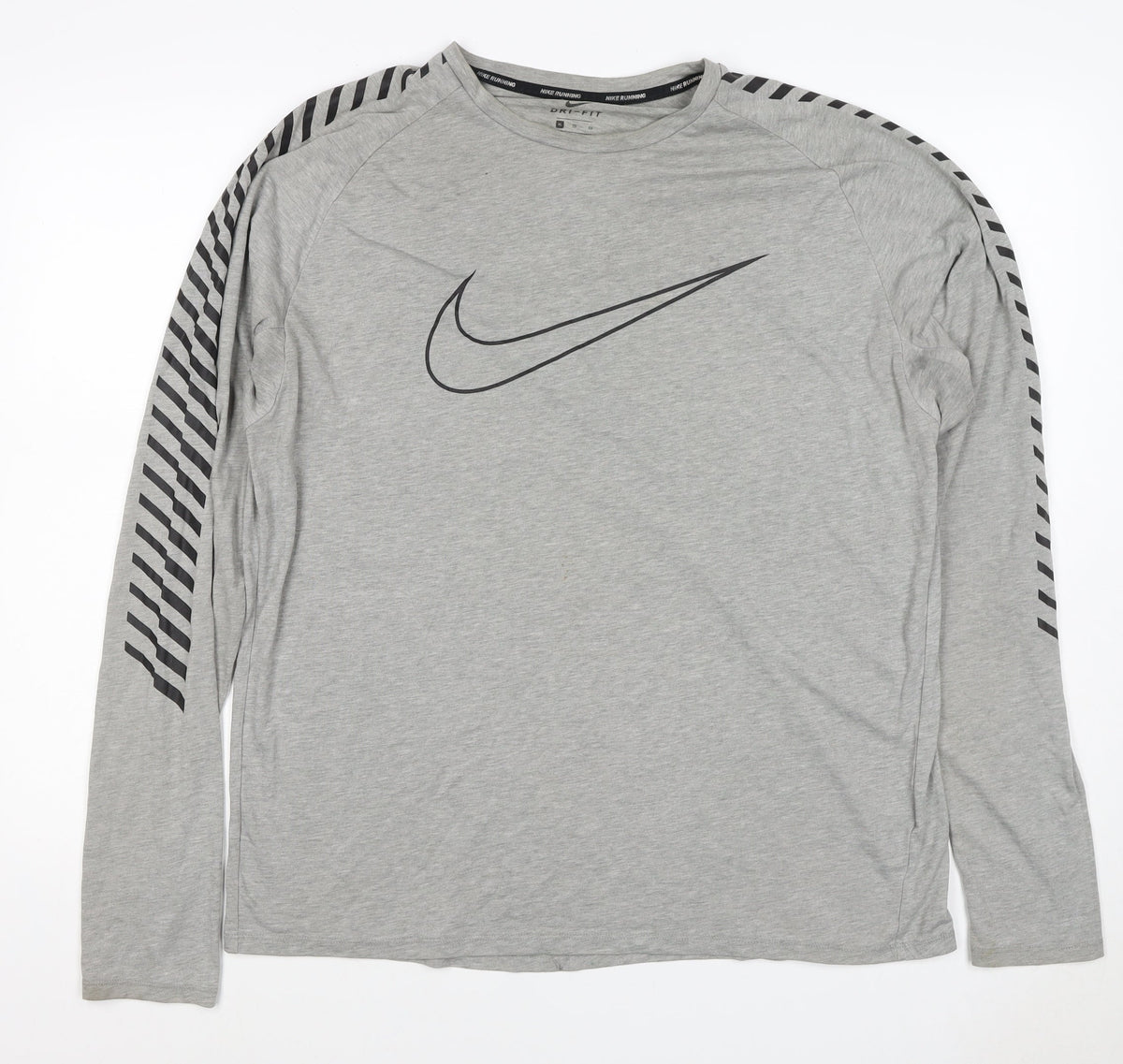 Nike Men’s Grey XL Dri-FIT Running Long Sleeve Logo T-Shirt