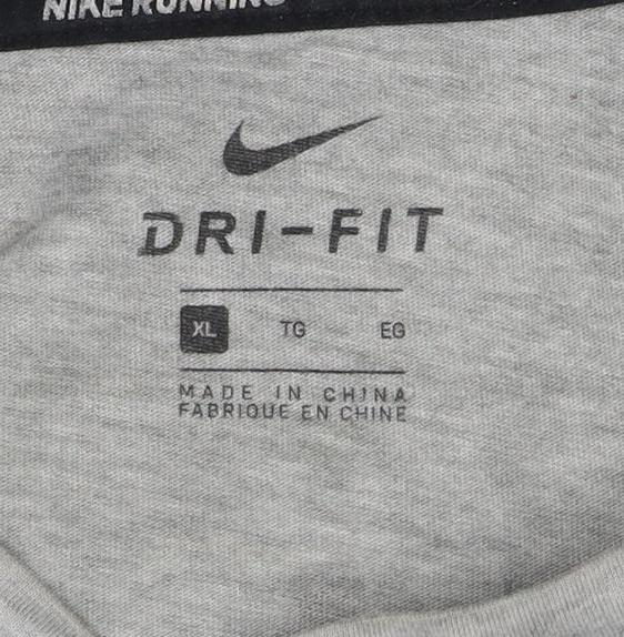 Nike Men’s Grey XL Dri-FIT Running Long Sleeve Logo T-Shirt